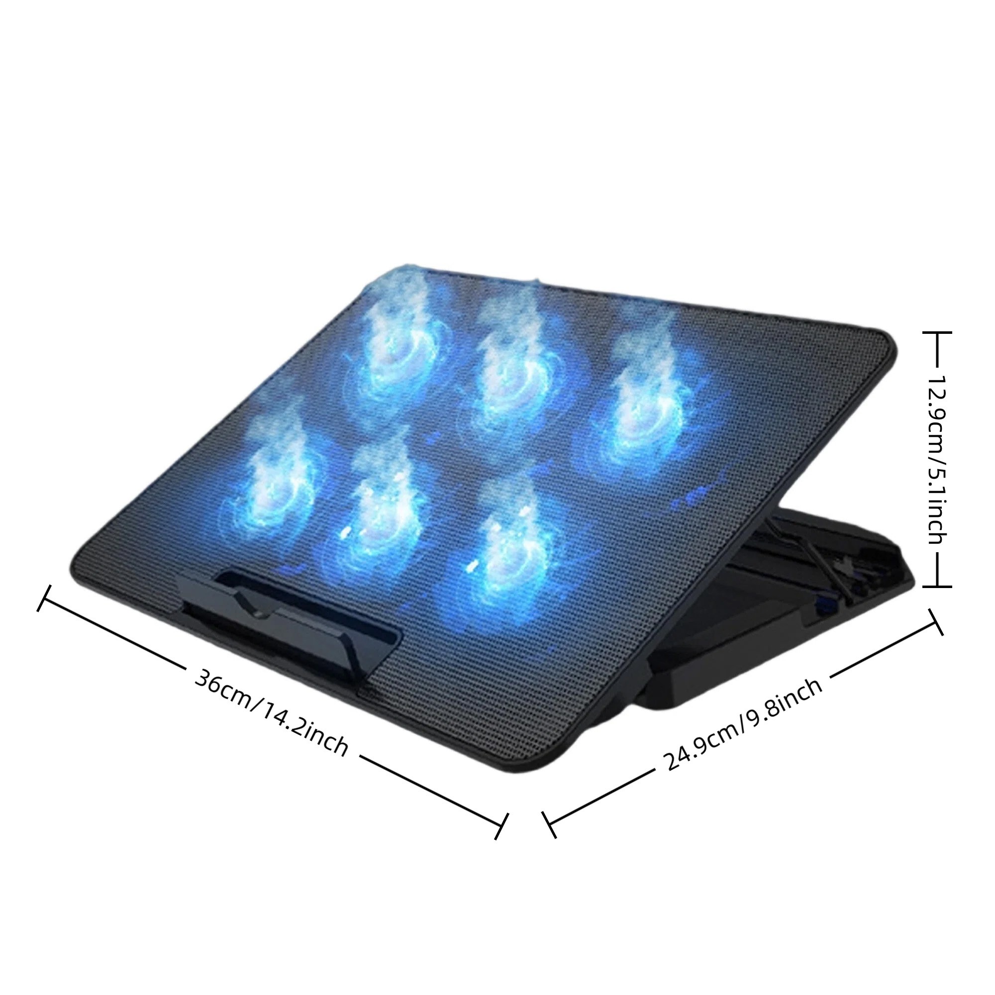 USB Laptop Cooling Pad Stand Notebook PC Quiet Cooler 6 Fan Blue LED for 11&rdquo;-17&rdquo;