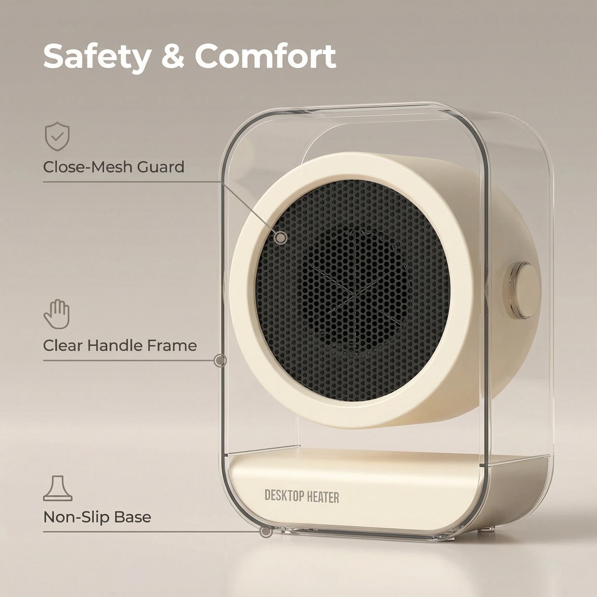 Fan Winter Air Warmer Silent Desk Home Office