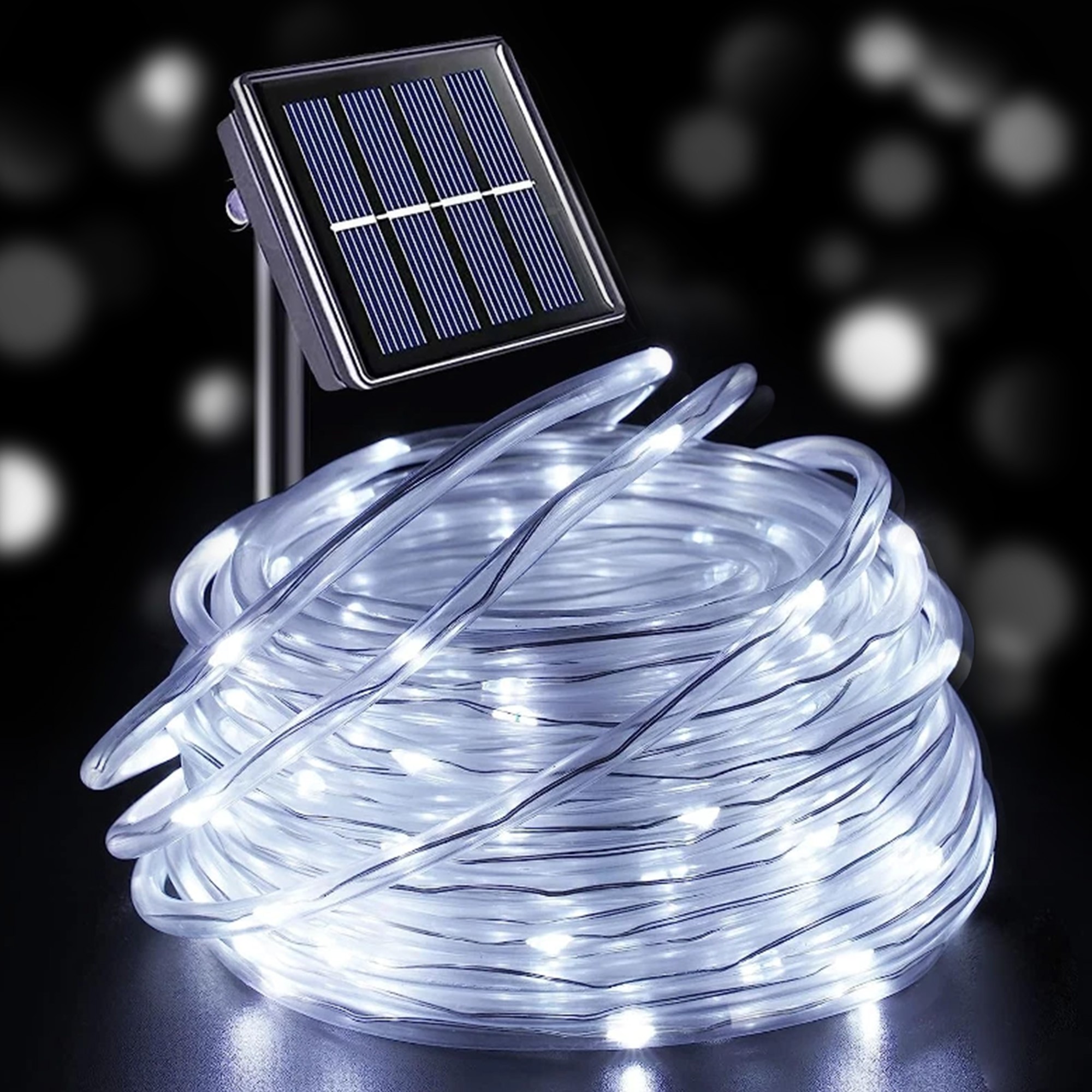 39FT Outdoor Solar String Lights Rope Waterproof LED PVC Fairy Tube Light Garden