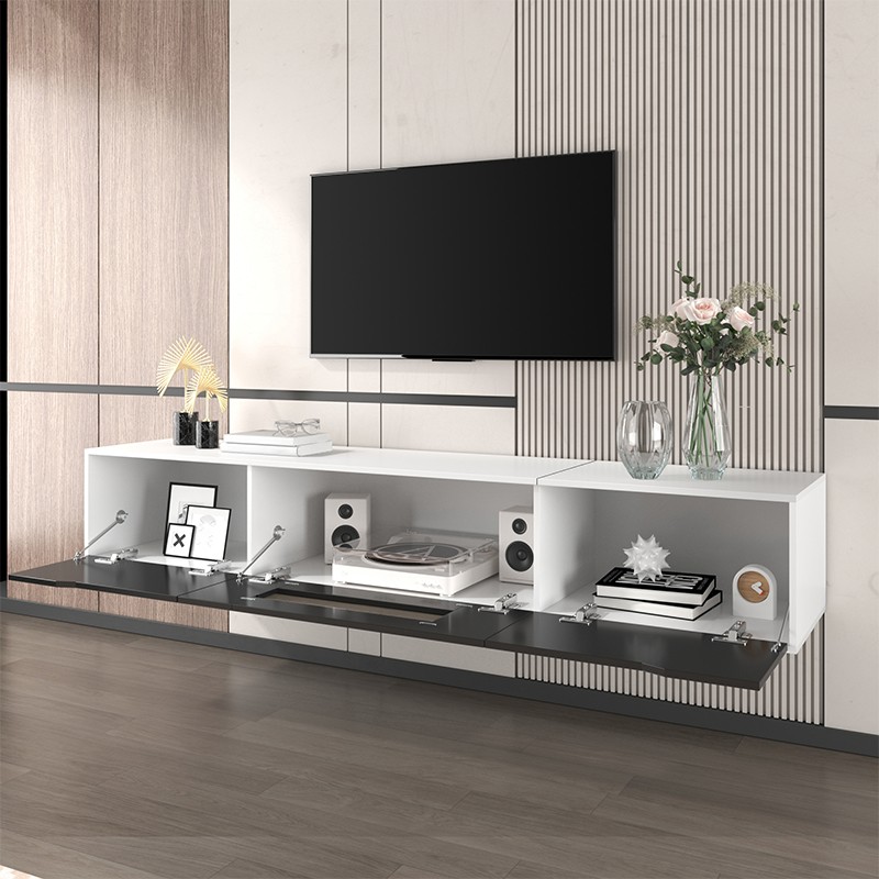 Meuble TV noir et blanc brillant avec LED