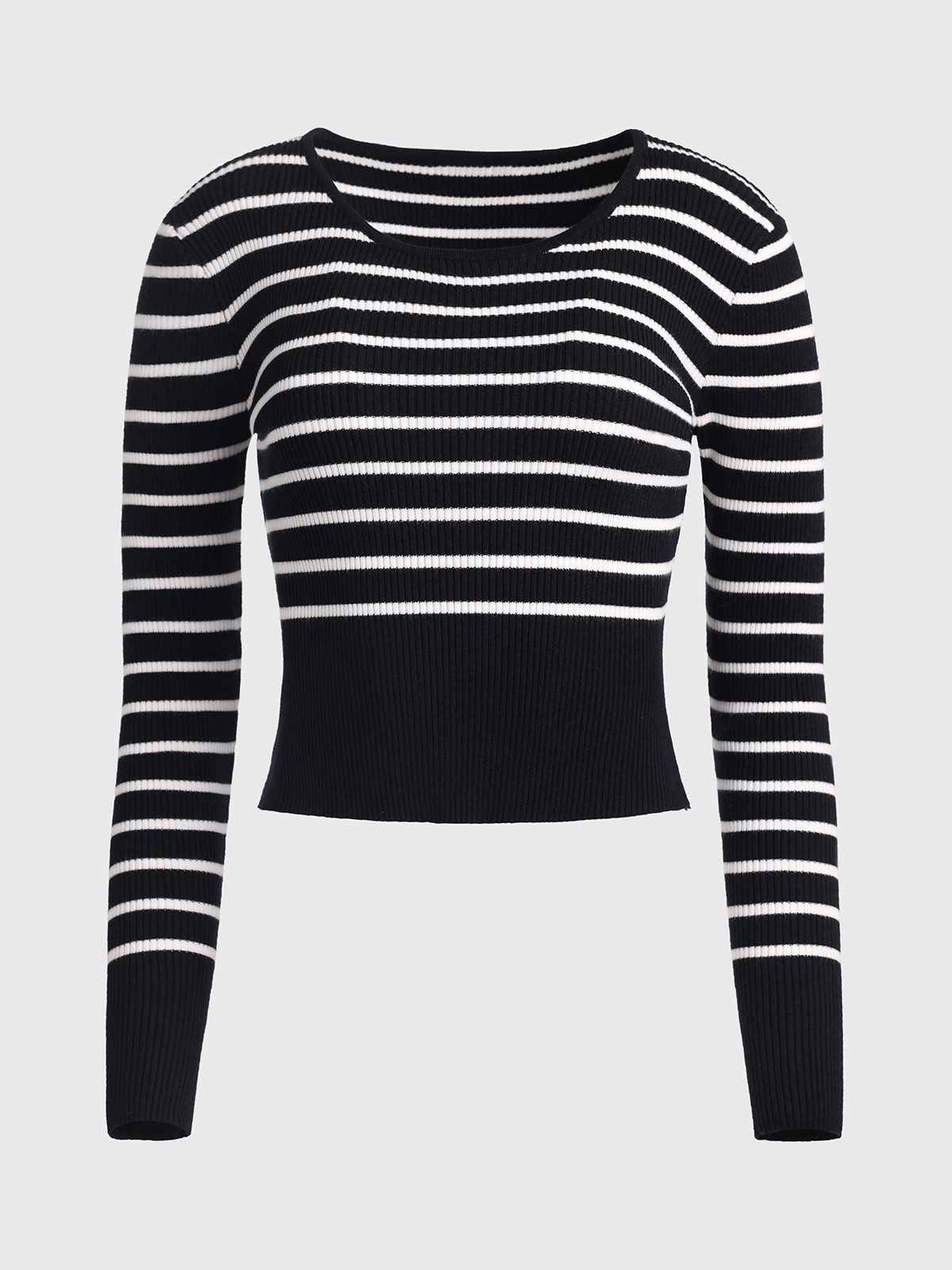 U-Neck Stripe Bottoming Sweater