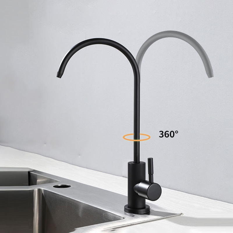 Grifo de cocina negro de acero inoxidable de primera calidad, rotación de 360°, grifo de agua potable fría, diseño suave sin salpicaduras: máxima higiene - details 1