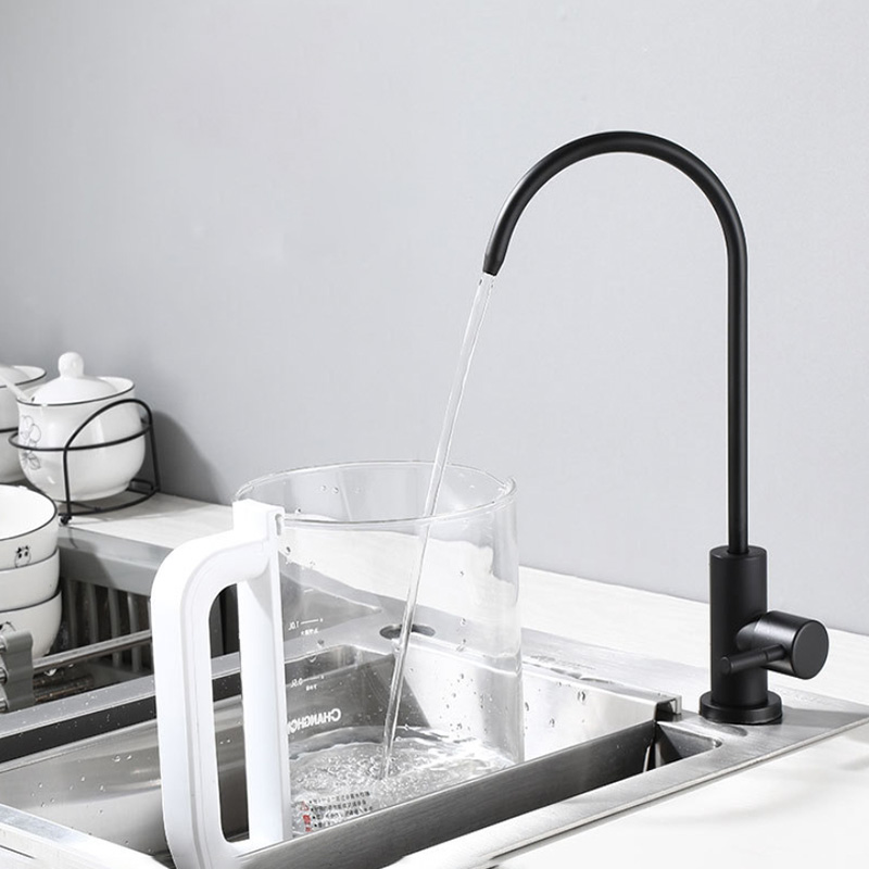 Grifo de cocina negro de acero inoxidable de primera calidad, rotación de 360°, grifo de agua potable fría, diseño suave sin salpicaduras: máxima higiene - details 2