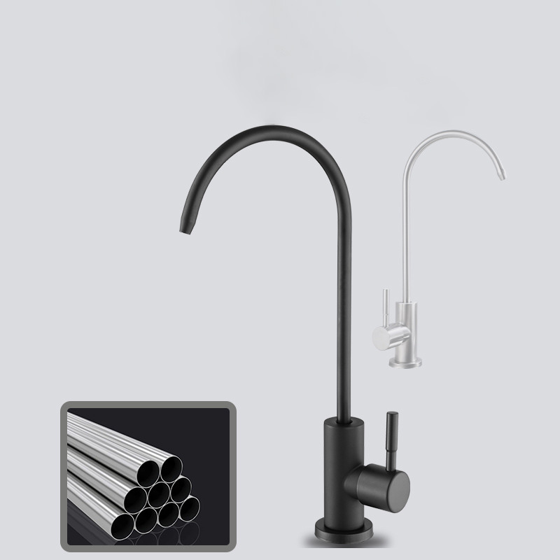 Grifo de cocina negro de acero inoxidable de primera calidad, rotación de 360°, grifo de agua potable fría, diseño suave sin salpicaduras: máxima higiene - details 3
