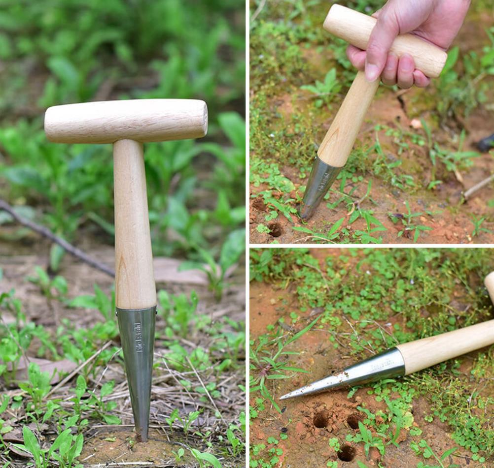 RAINBOW Outils Agricoles Perforateur Manche En Bois élévateur De Semis Outils De Jardinage Semoir De Légumes Et De Fleurs-28511030mm, 1pc 10 width=1002