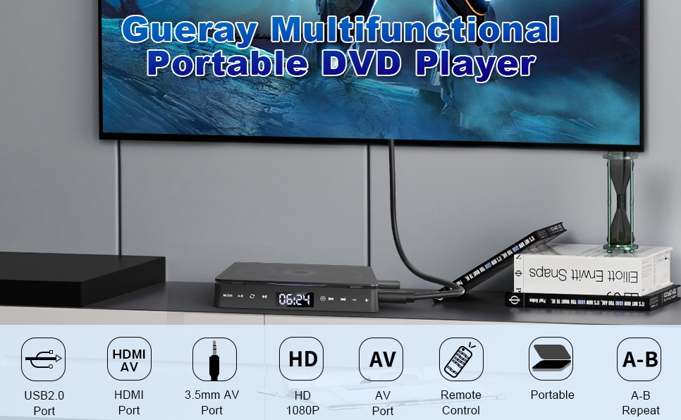 Reproductor de CD y DVD para TV VCD HD 1080P - Bandeja - HDMI AV USB 3.5 mm - details 0