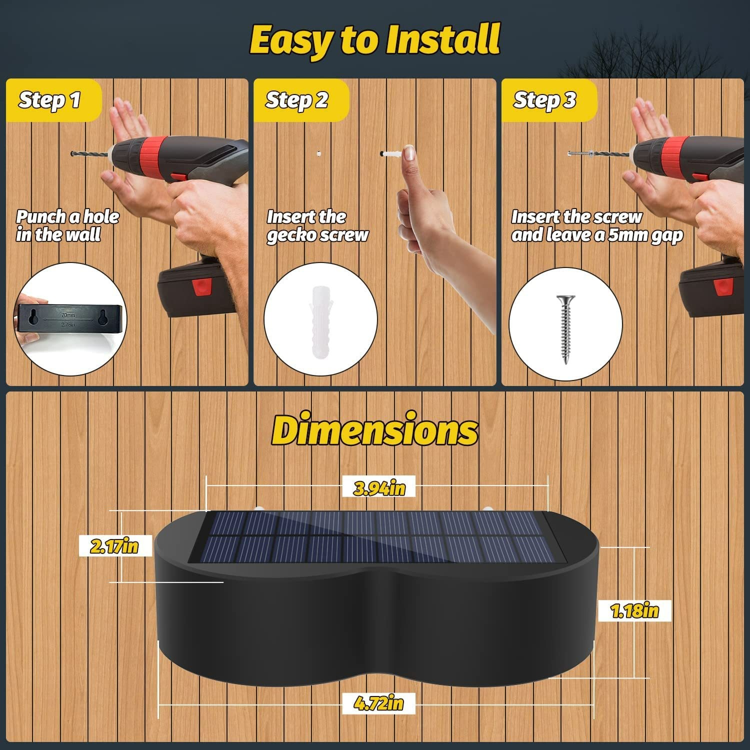 Marca - Lámpara Solar - Modelo - Lámpara de Pared Exterior Valla - Tipo de Producto - Iluminación Decorativa Color - details 14