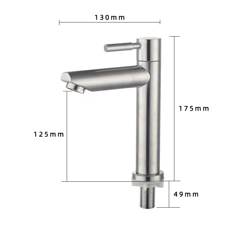 Grifo, G1/2 Acero inoxidable cepillado Grifo frío único Lavabo Grifo de agua Tipo de llave Grifo Accesorio de baño para el hogar Cocina Baño - details 1