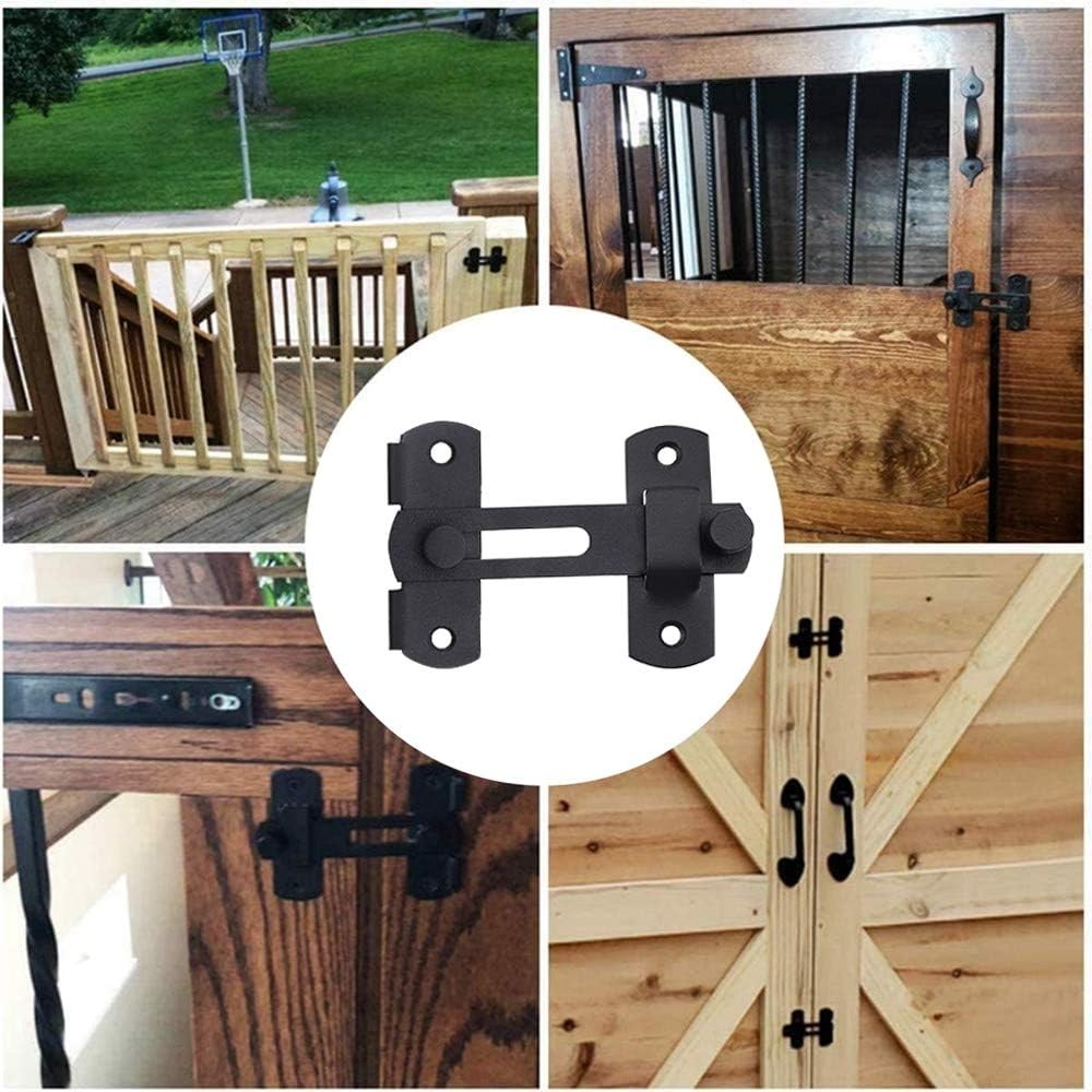 Juego de 2 pestillos de puerta corredera de acero inoxidable, pestillo de palanca, cerradura de puerta, puerta negra mate para puertas, ventanas, jardines, con tornillos de montaje - details 1
