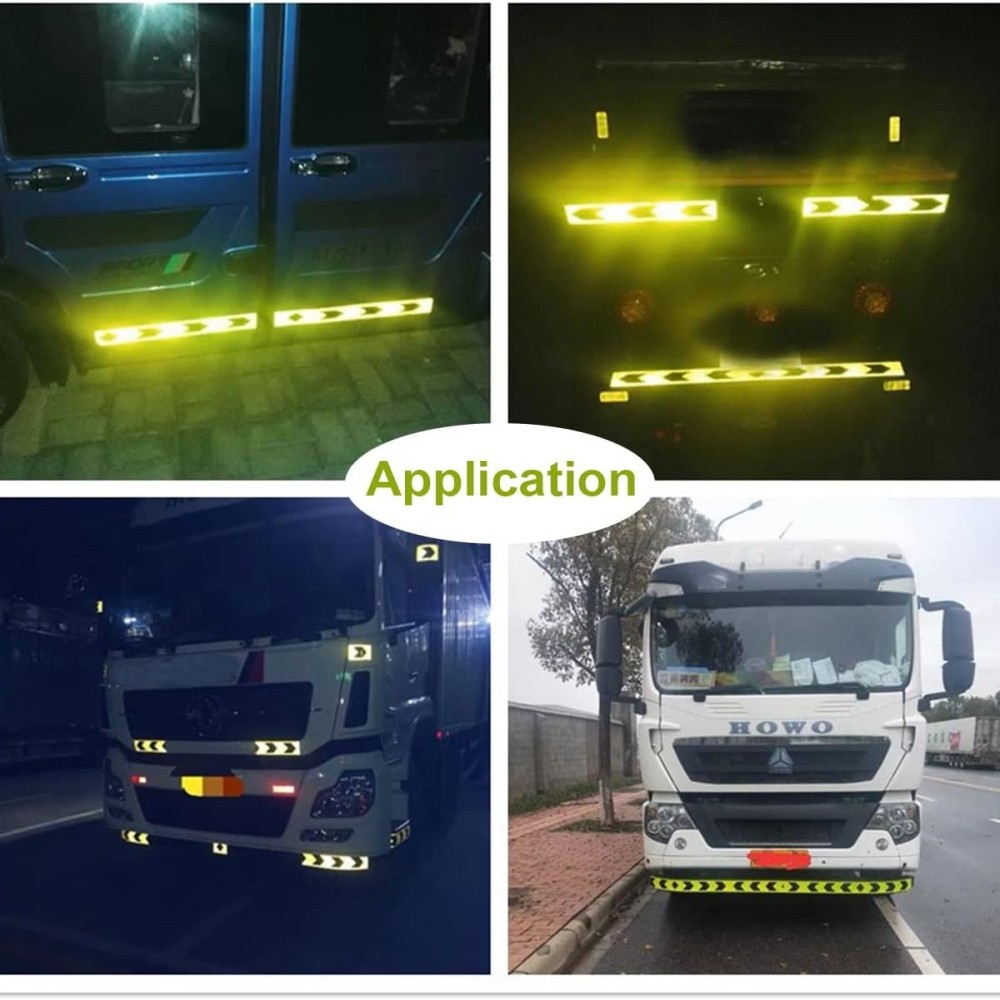 Qrity Cinta de advertencia reflectante de 1 pieza, 33 pies x 2 pulgadas (10 m x 5 cm), cinta de advertencia de flecha marcada, cinta de seguridad para automóviles, remolques, camiones y carreteras - details 1