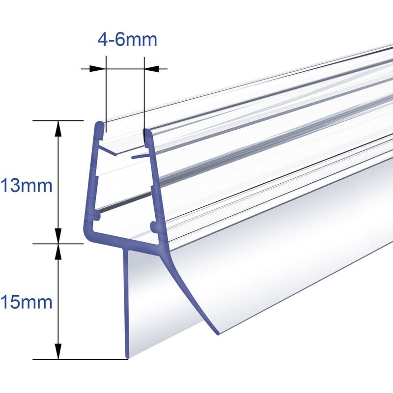 Sello de ducha de 80 cm para juntas de puertas de ducha, sello de PVC para cuarto de ducha, protección impermeable, para vidrio de 4-6 mm - details 0